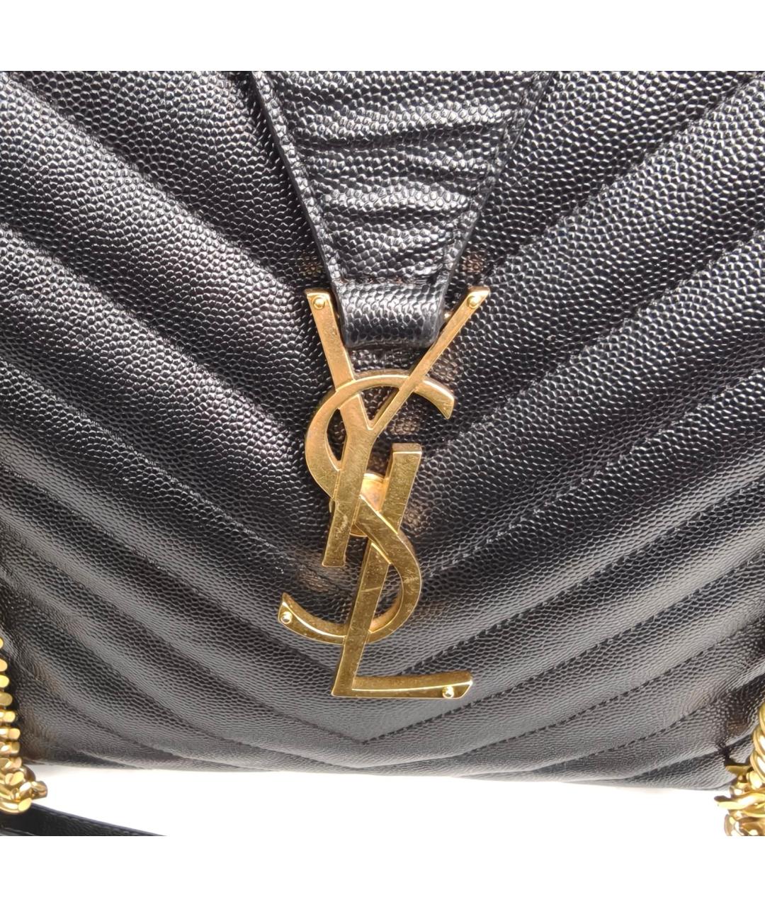 SAINT LAURENT Черная кожаная сумка тоут, фото 7