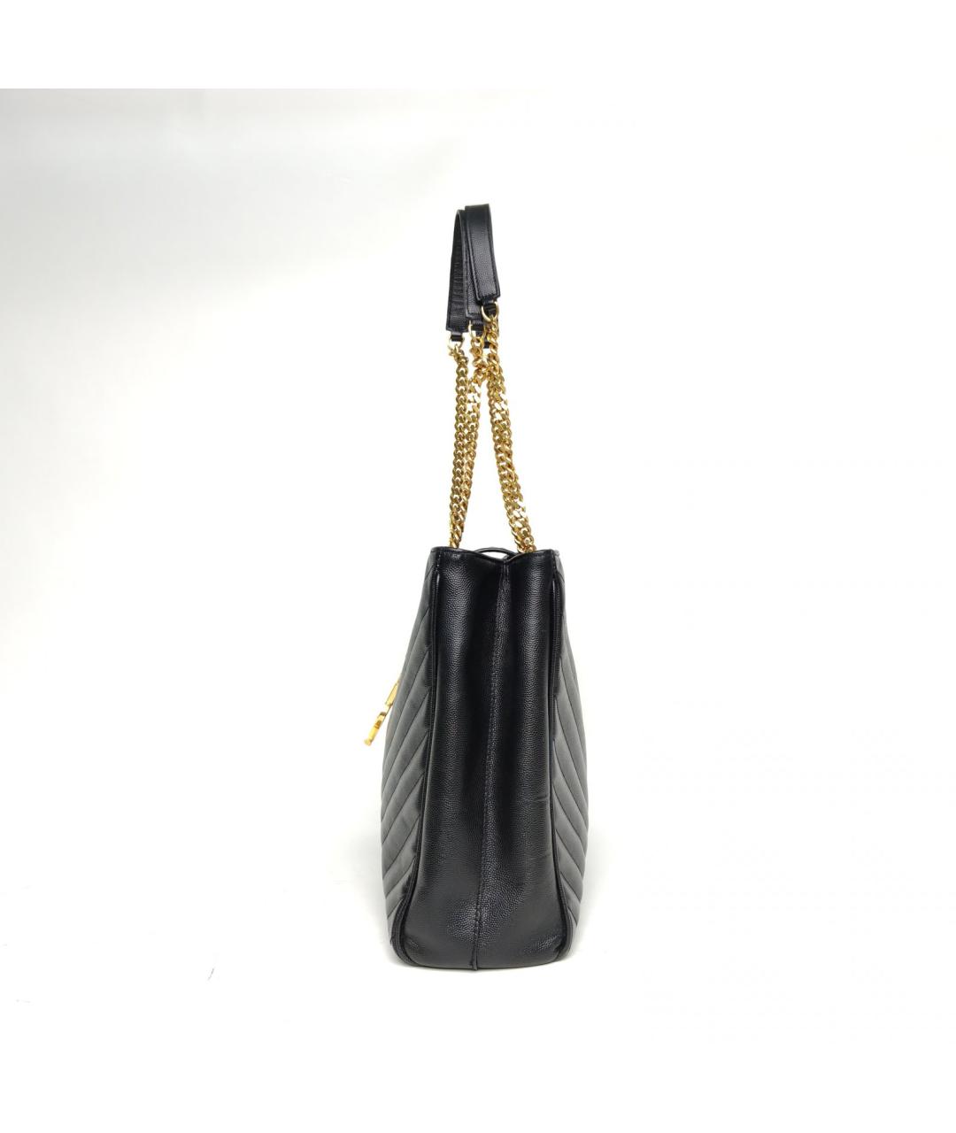 SAINT LAURENT Черная кожаная сумка тоут, фото 3