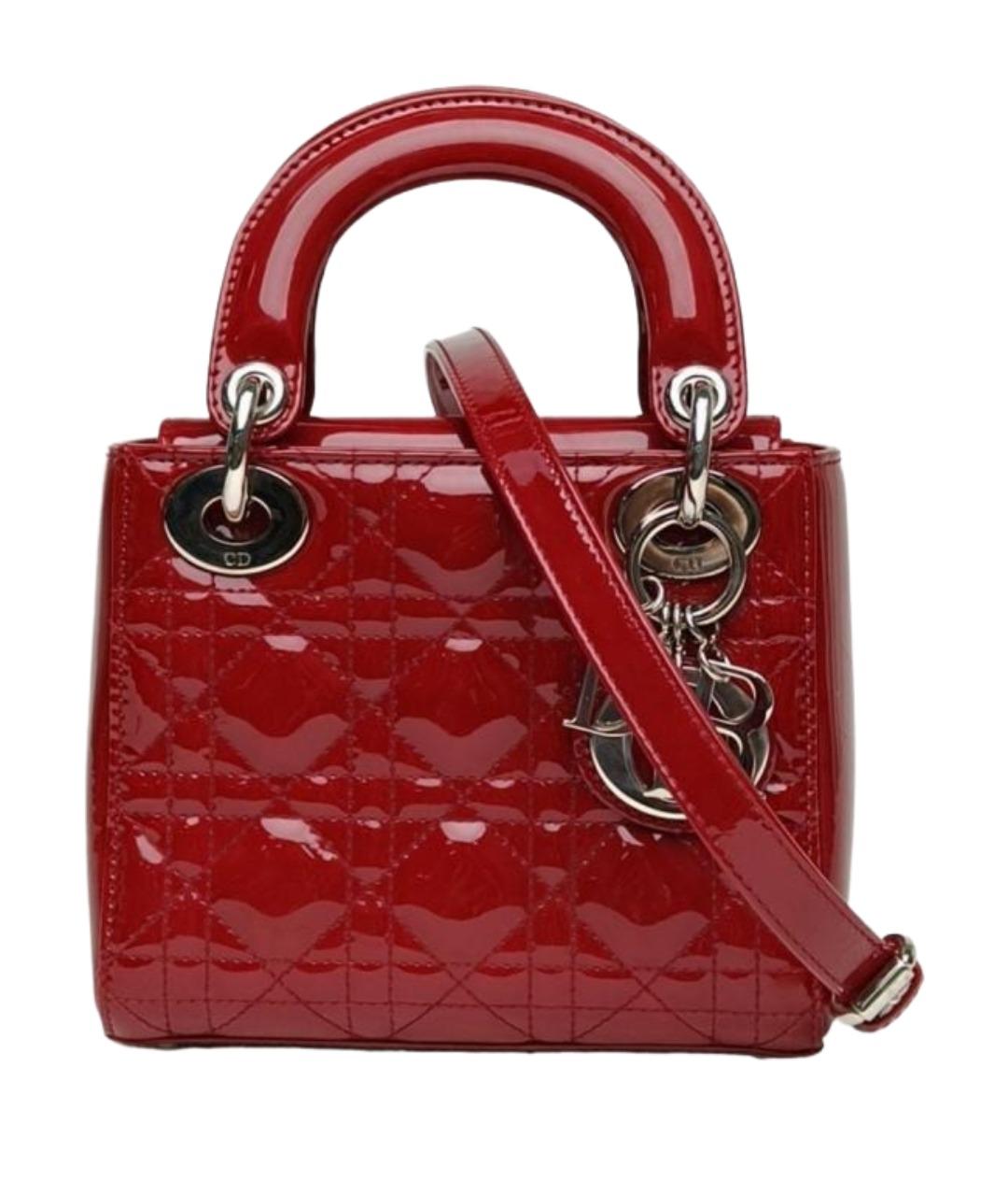 CHRISTIAN DIOR Красная сумка с короткими ручками из лакированной кожи, фото 1