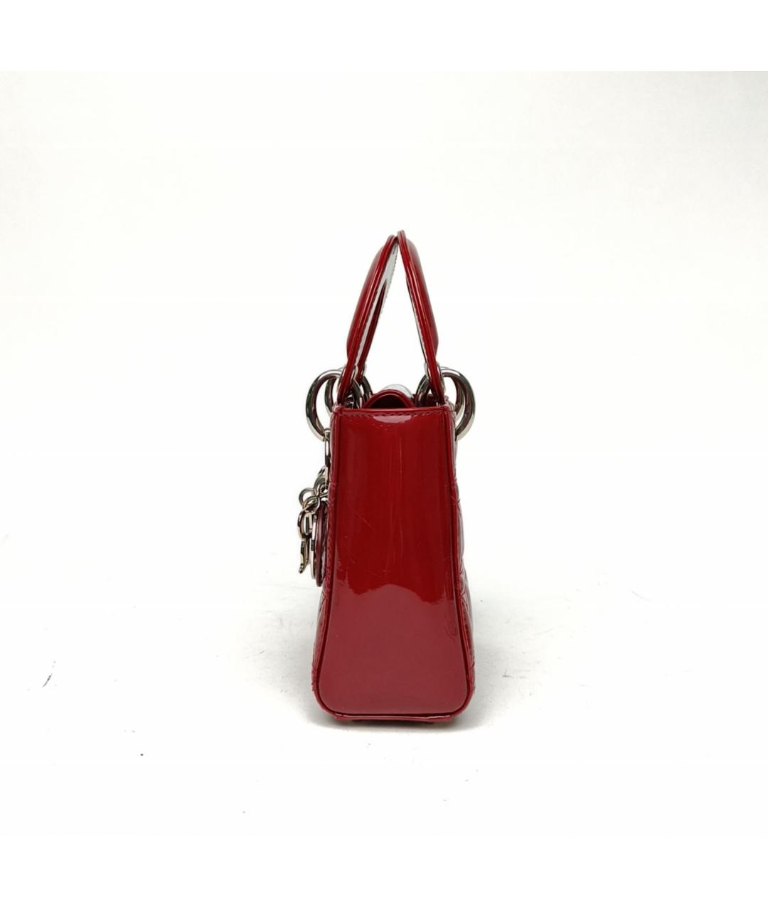 CHRISTIAN DIOR Красная сумка с короткими ручками из лакированной кожи, фото 3