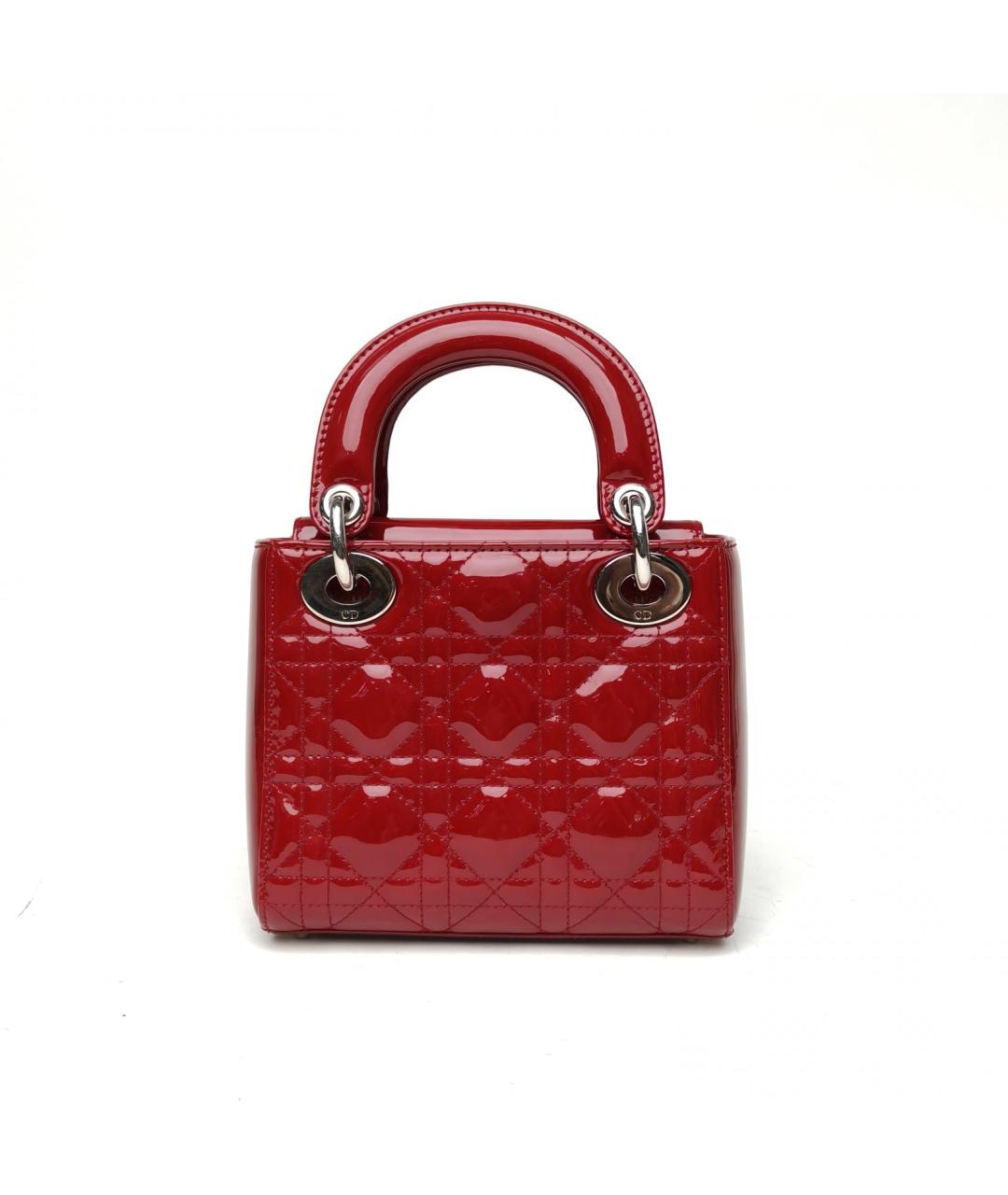 CHRISTIAN DIOR Красная сумка с короткими ручками из лакированной кожи, фото 4