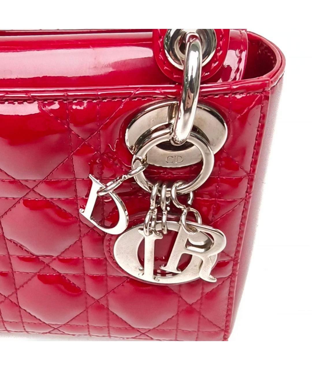 CHRISTIAN DIOR Красная сумка с короткими ручками из лакированной кожи, фото 7