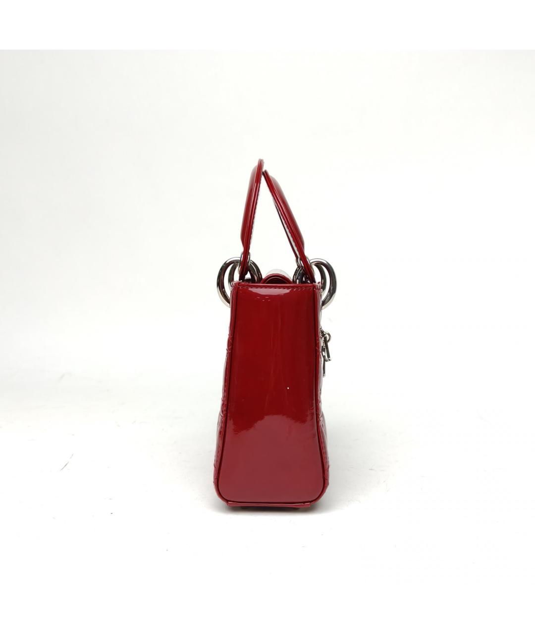 CHRISTIAN DIOR Красная сумка с короткими ручками из лакированной кожи, фото 5