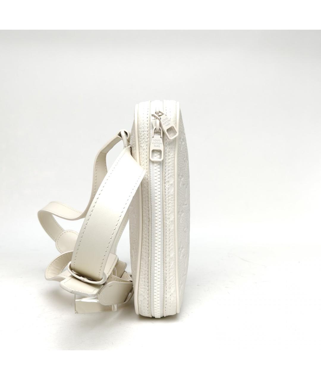 LOUIS VUITTON Белая кожаная барсетка, фото 5