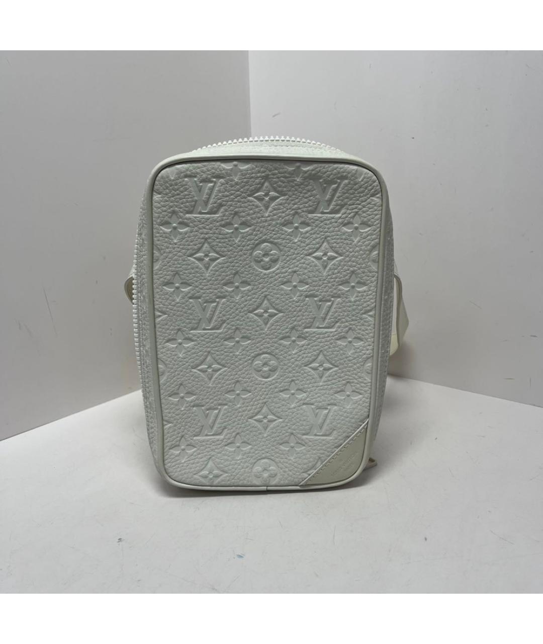 LOUIS VUITTON Белая кожаная барсетка, фото 9
