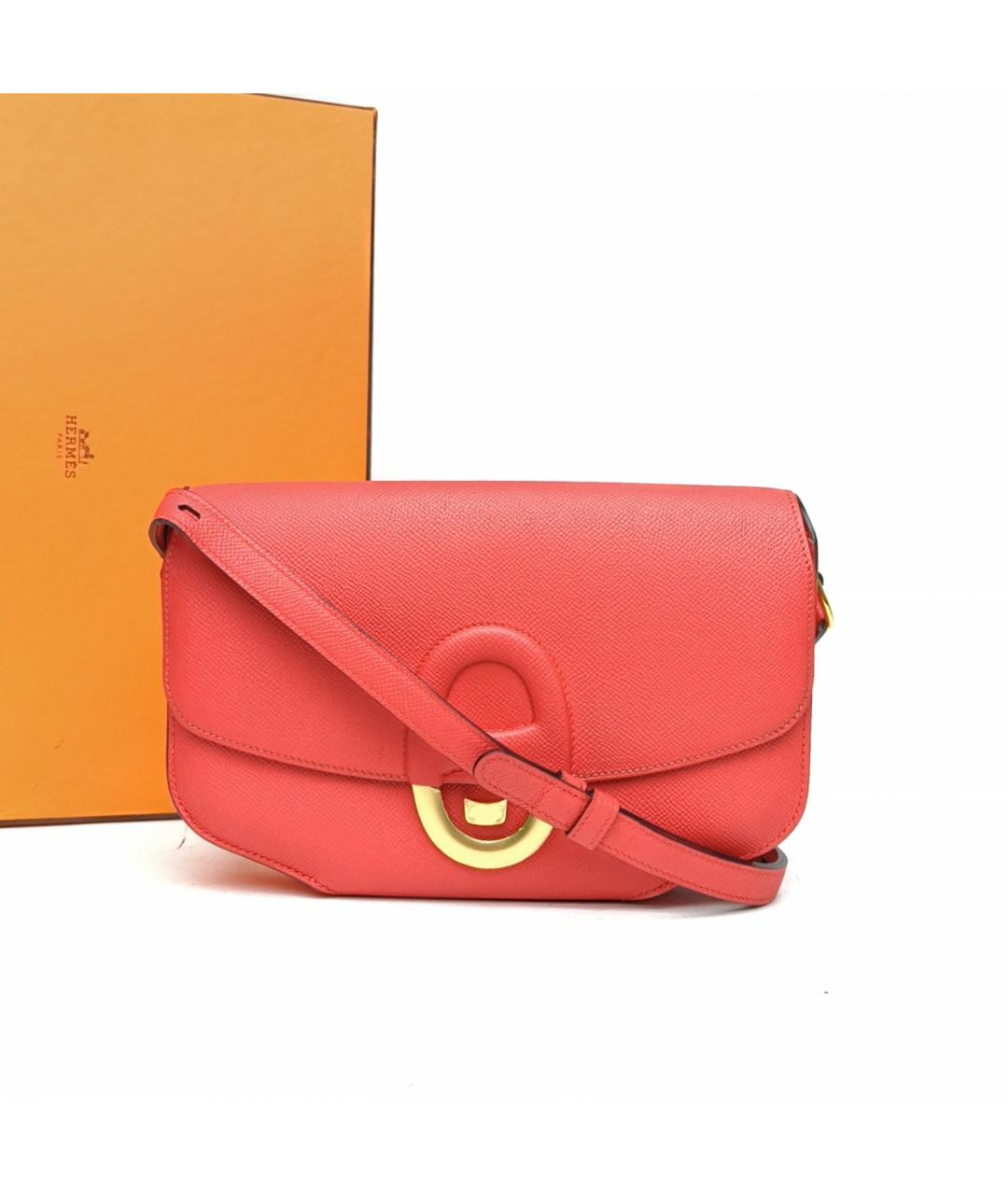 HERMES Оранжевая кожаная сумка через плечо, фото 9
