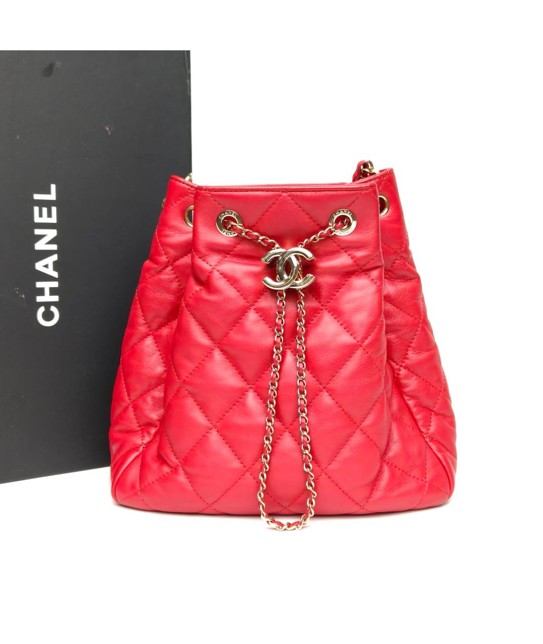 CHANEL Красная кожаная сумка через плечо, фото 9