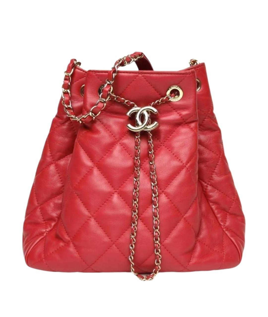 CHANEL Красная кожаная сумка через плечо, фото 1