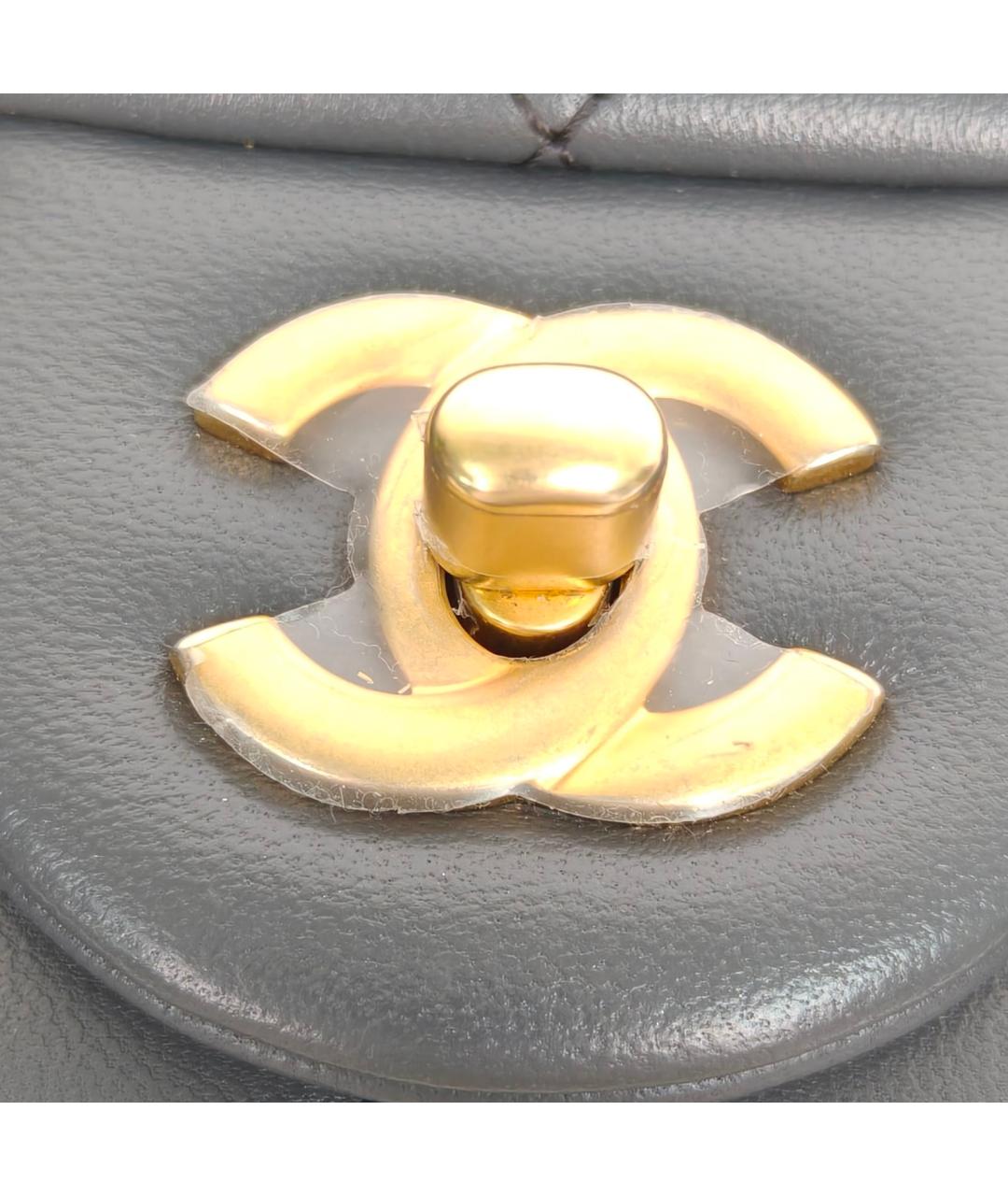 CHANEL Антрацитовая кожаная сумка через плечо, фото 7