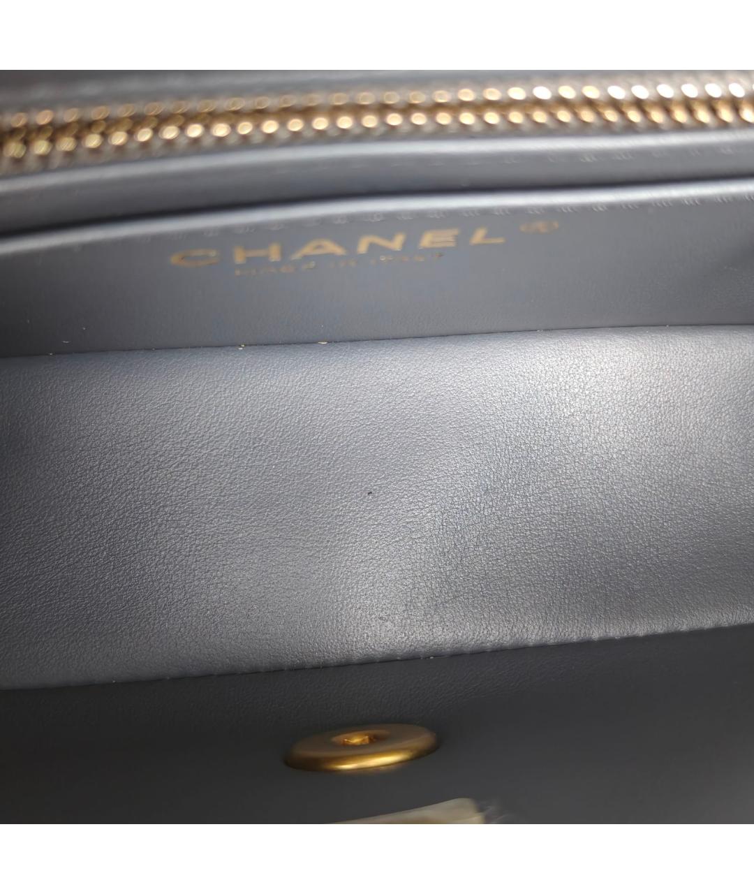 CHANEL Антрацитовая кожаная сумка через плечо, фото 8