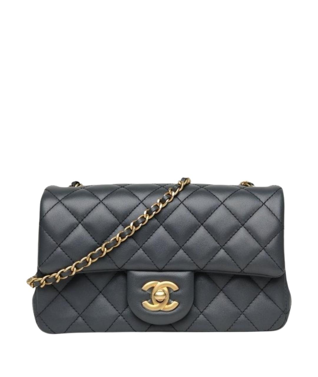 CHANEL Антрацитовая кожаная сумка через плечо, фото 1