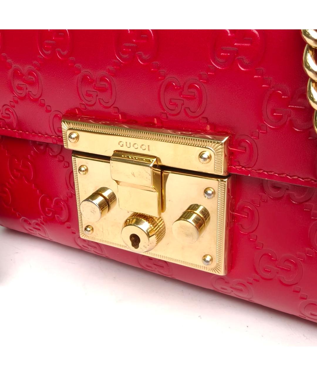GUCCI Красная кожаная сумка через плечо, фото 7