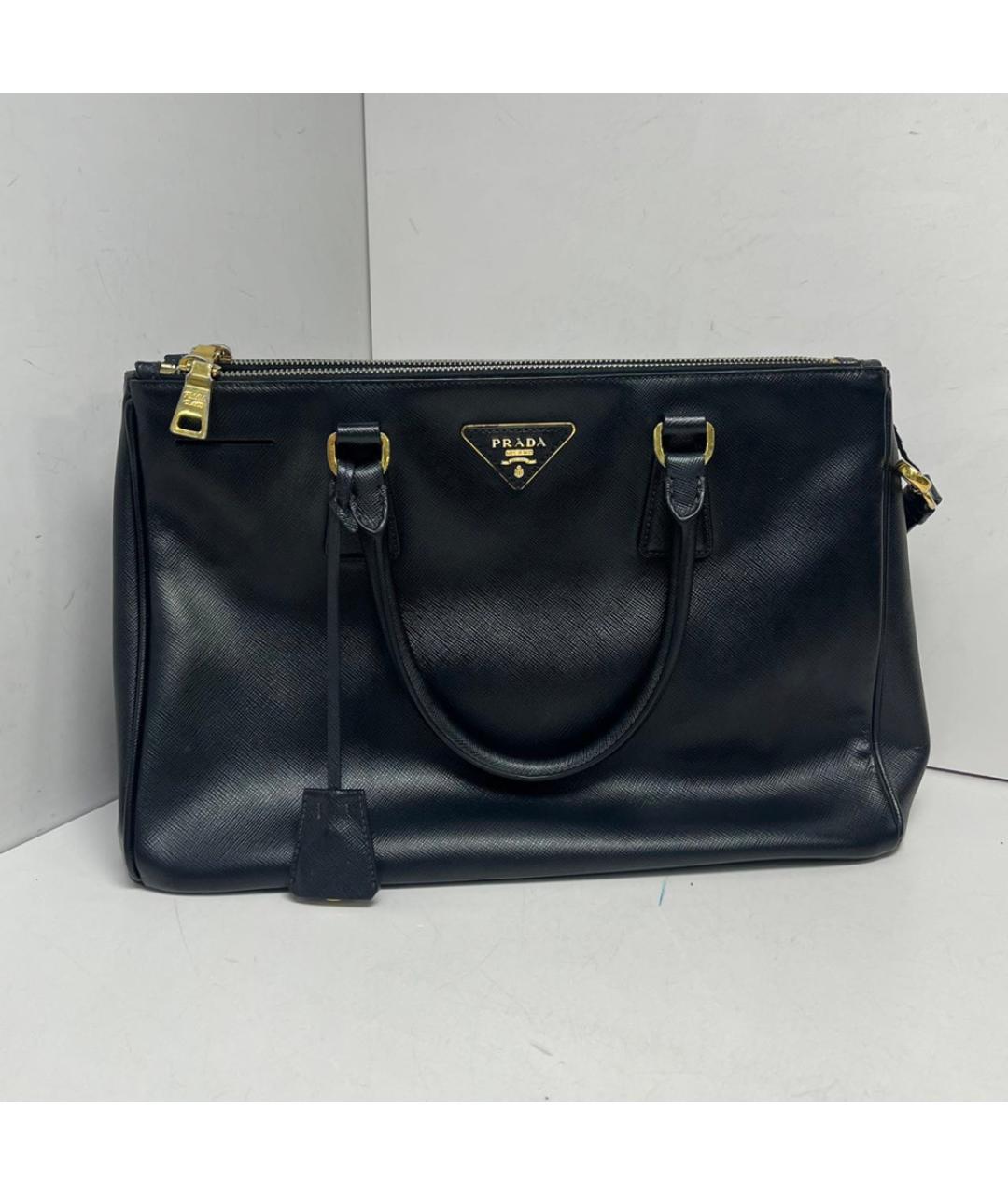 PRADA Черная кожаная сумка тоут, фото 9