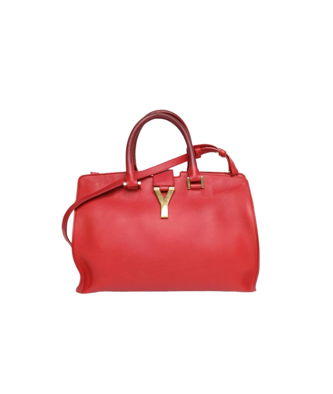 SAINT LAURENT Красная кожаная сумка с короткими ручками, фото 10