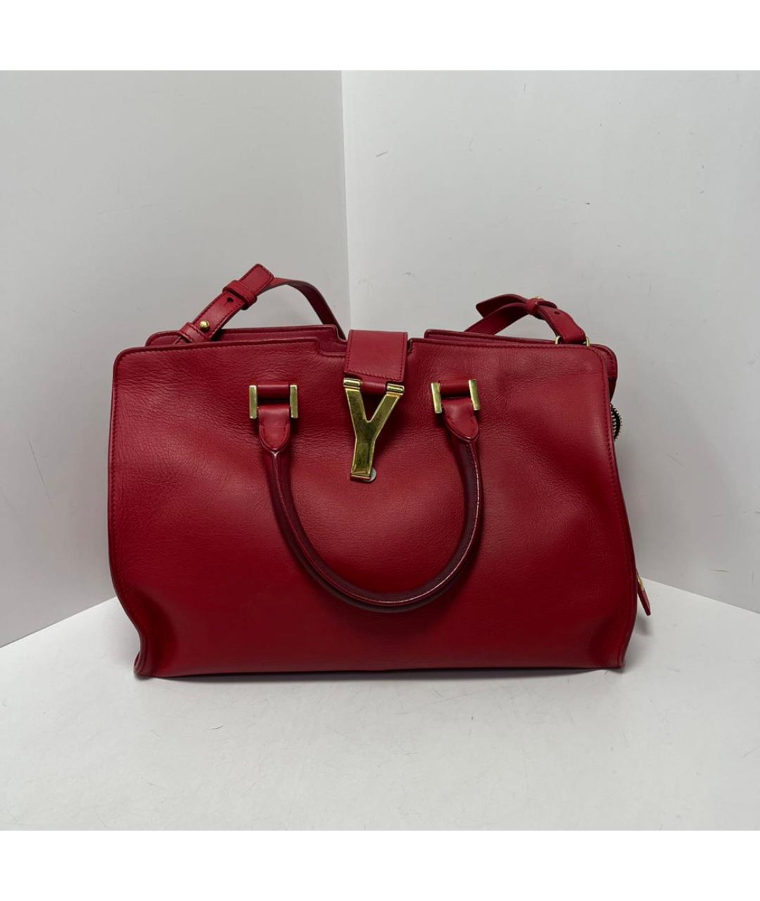 SAINT LAURENT Красная кожаная сумка с короткими ручками, фото 9