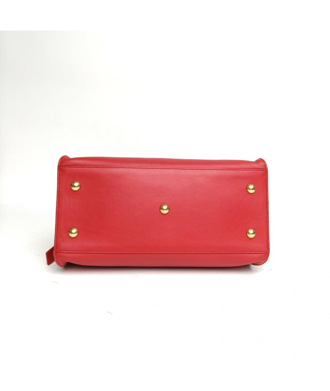 SAINT LAURENT Красная кожаная сумка с короткими ручками, фото 6