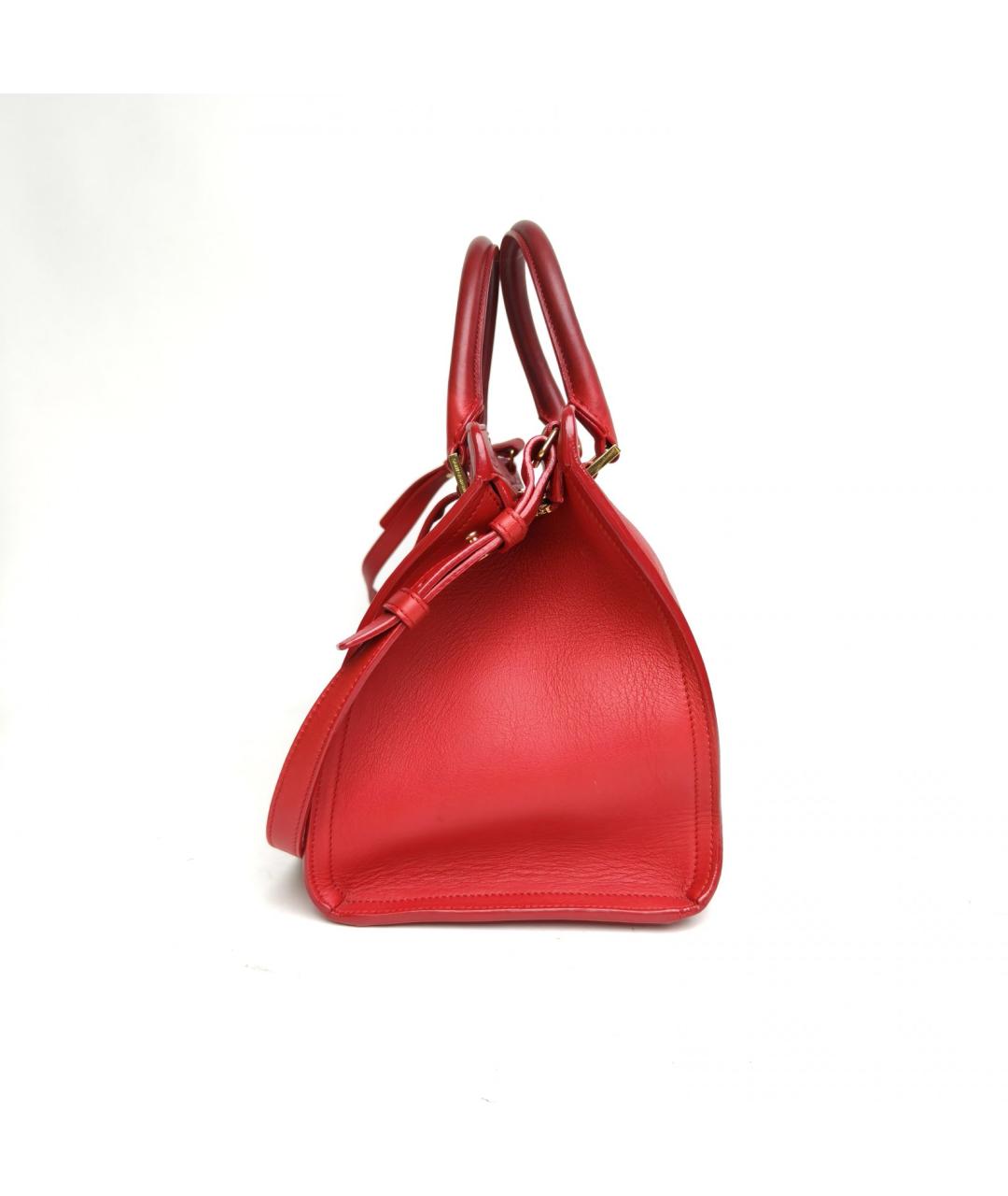 SAINT LAURENT Красная кожаная сумка с короткими ручками, фото 3