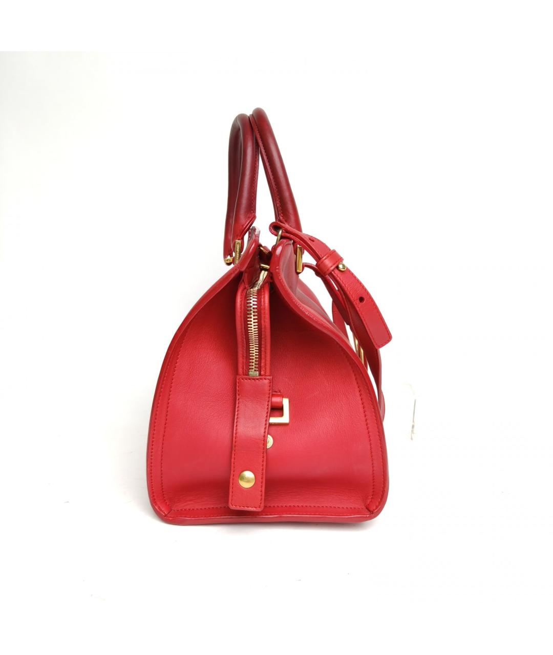 SAINT LAURENT Красная кожаная сумка с короткими ручками, фото 5