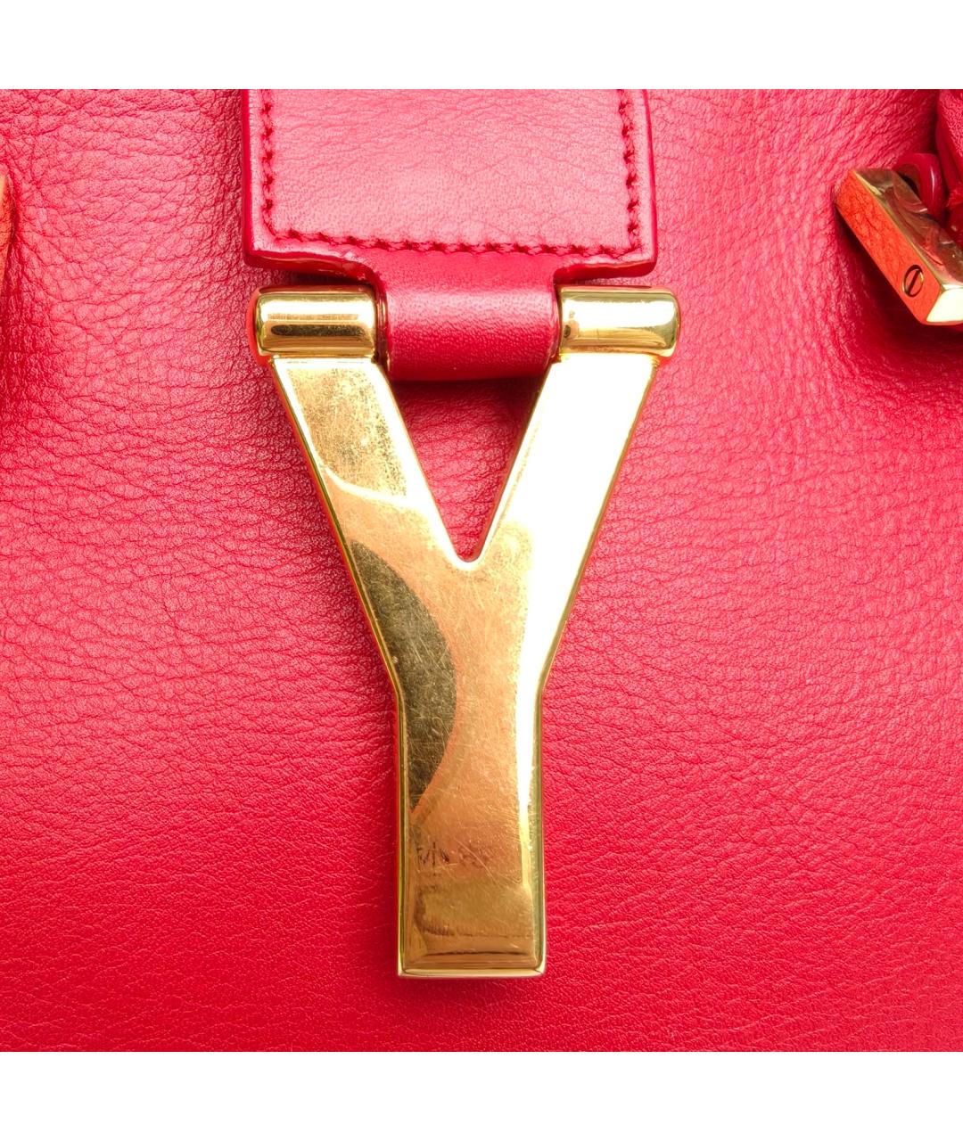 SAINT LAURENT Красная кожаная сумка с короткими ручками, фото 7