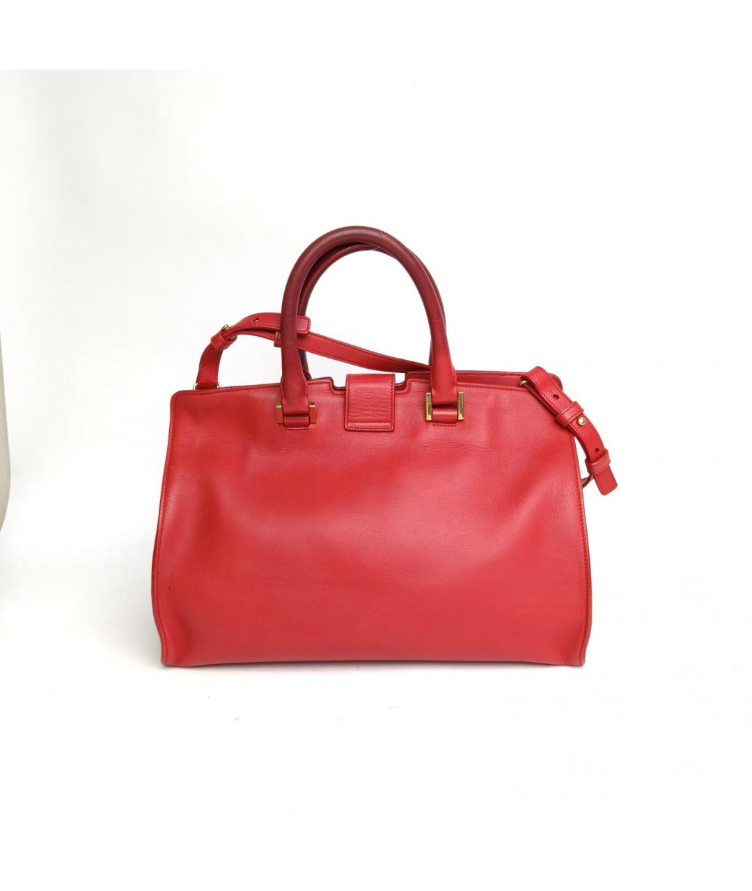 SAINT LAURENT Красная кожаная сумка с короткими ручками, фото 4