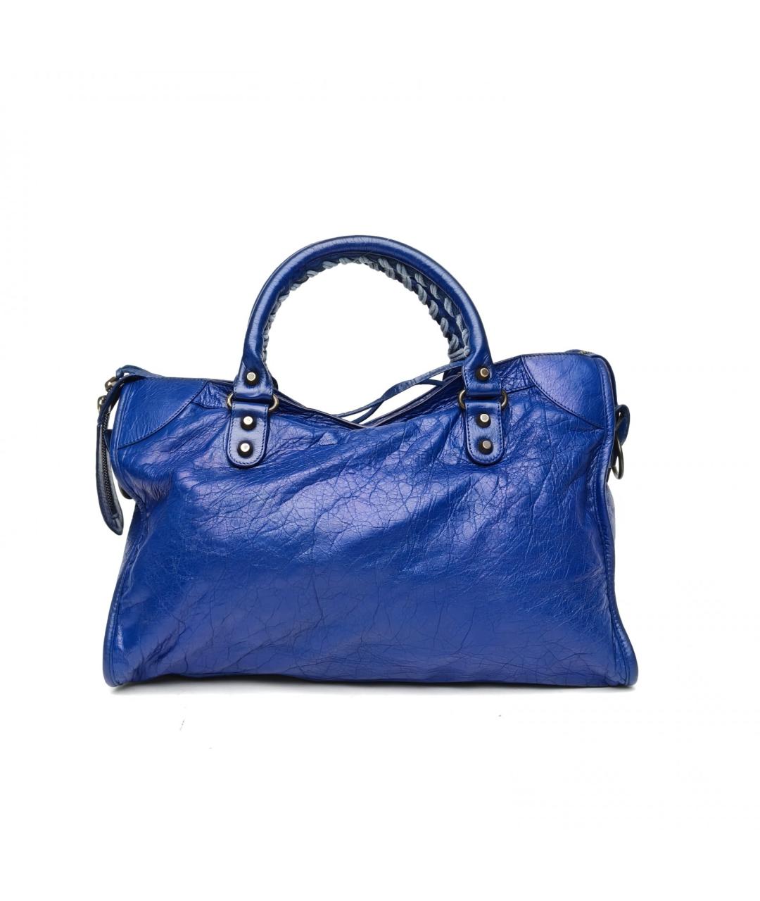 BALENCIAGA Синяя кожаная сумка с короткими ручками, фото 4