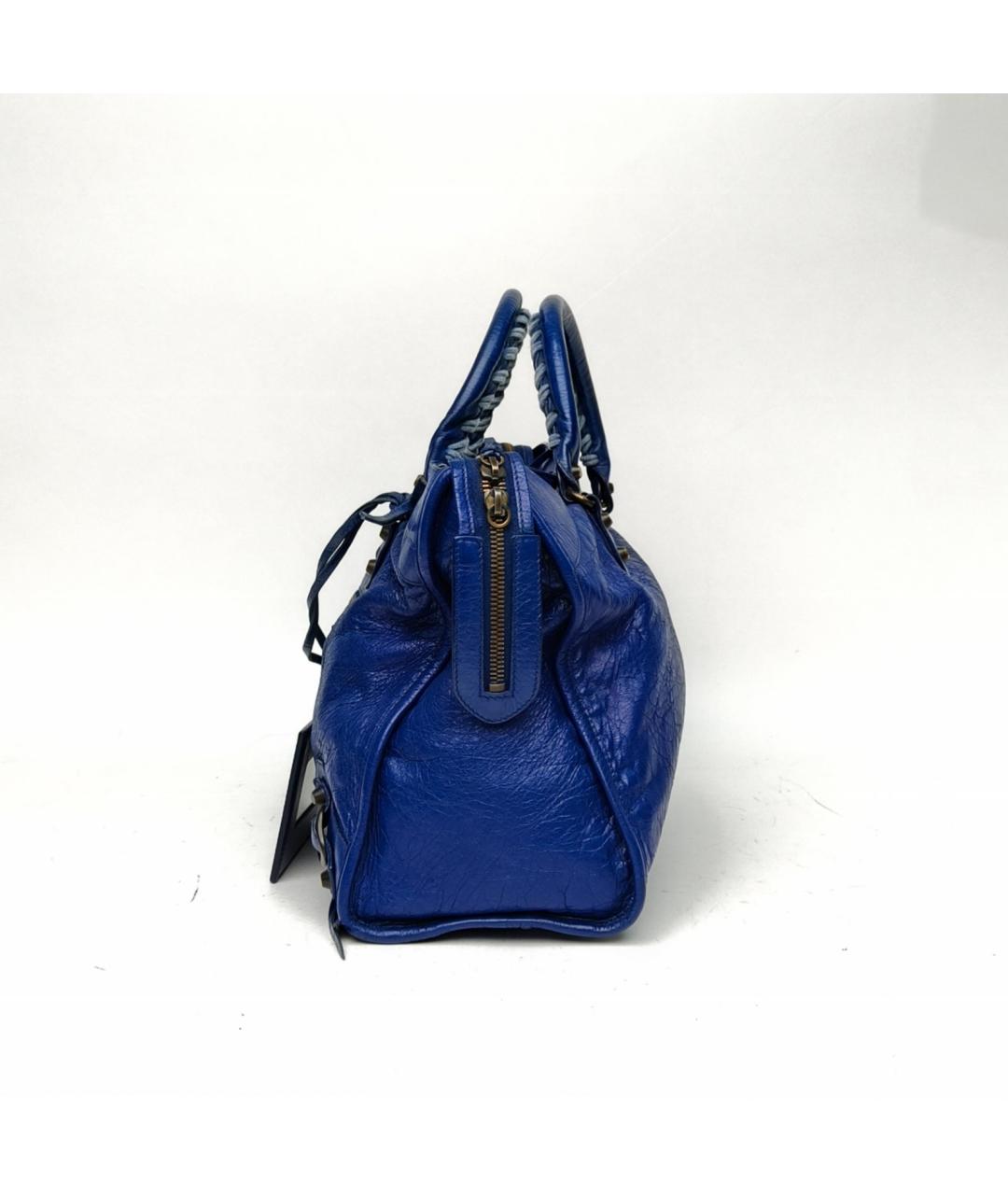 BALENCIAGA Синяя кожаная сумка с короткими ручками, фото 3