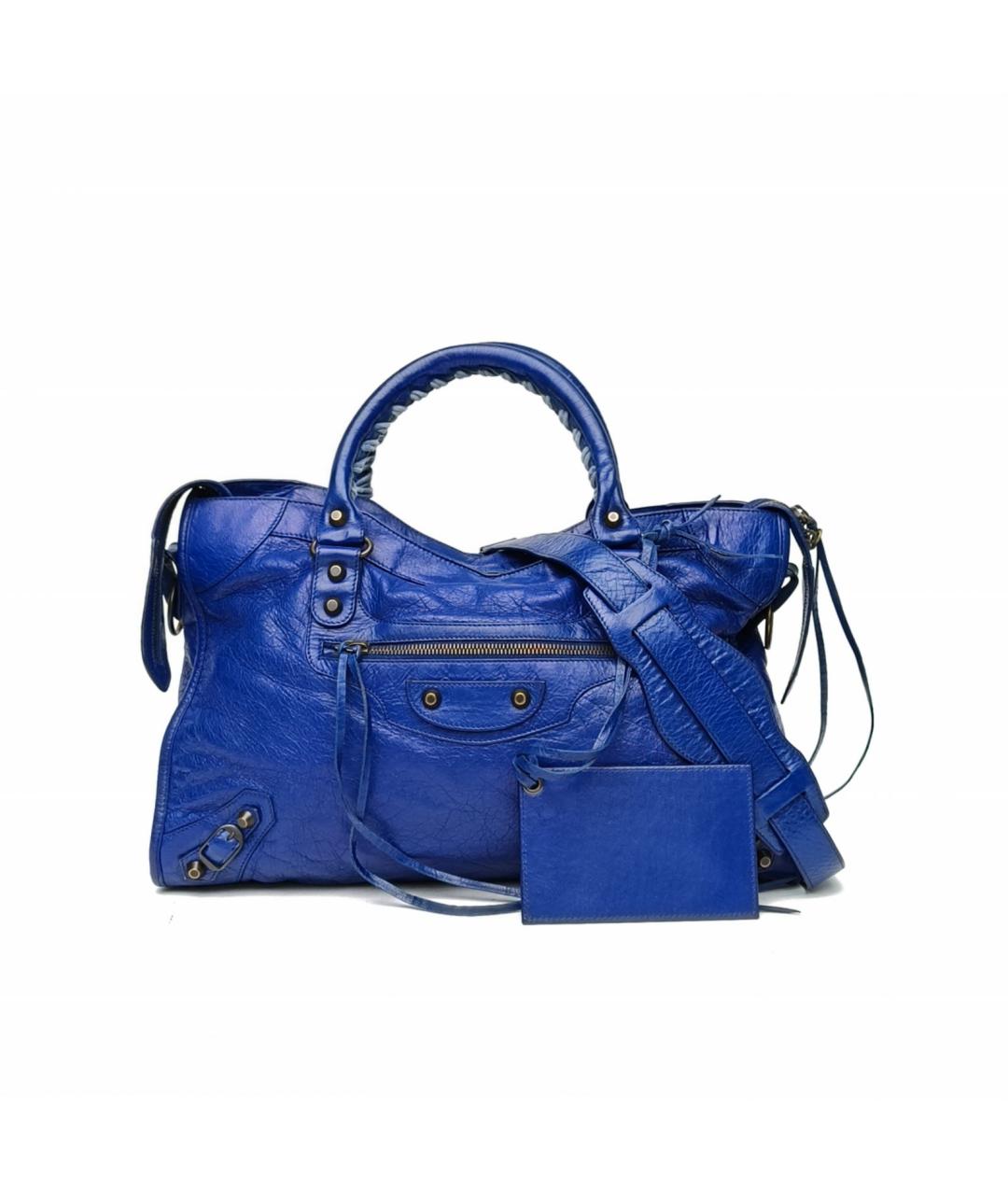 BALENCIAGA Синяя кожаная сумка с короткими ручками, фото 2