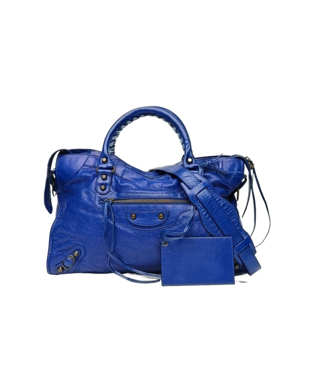 BALENCIAGA Синяя кожаная сумка с короткими ручками, фото 9