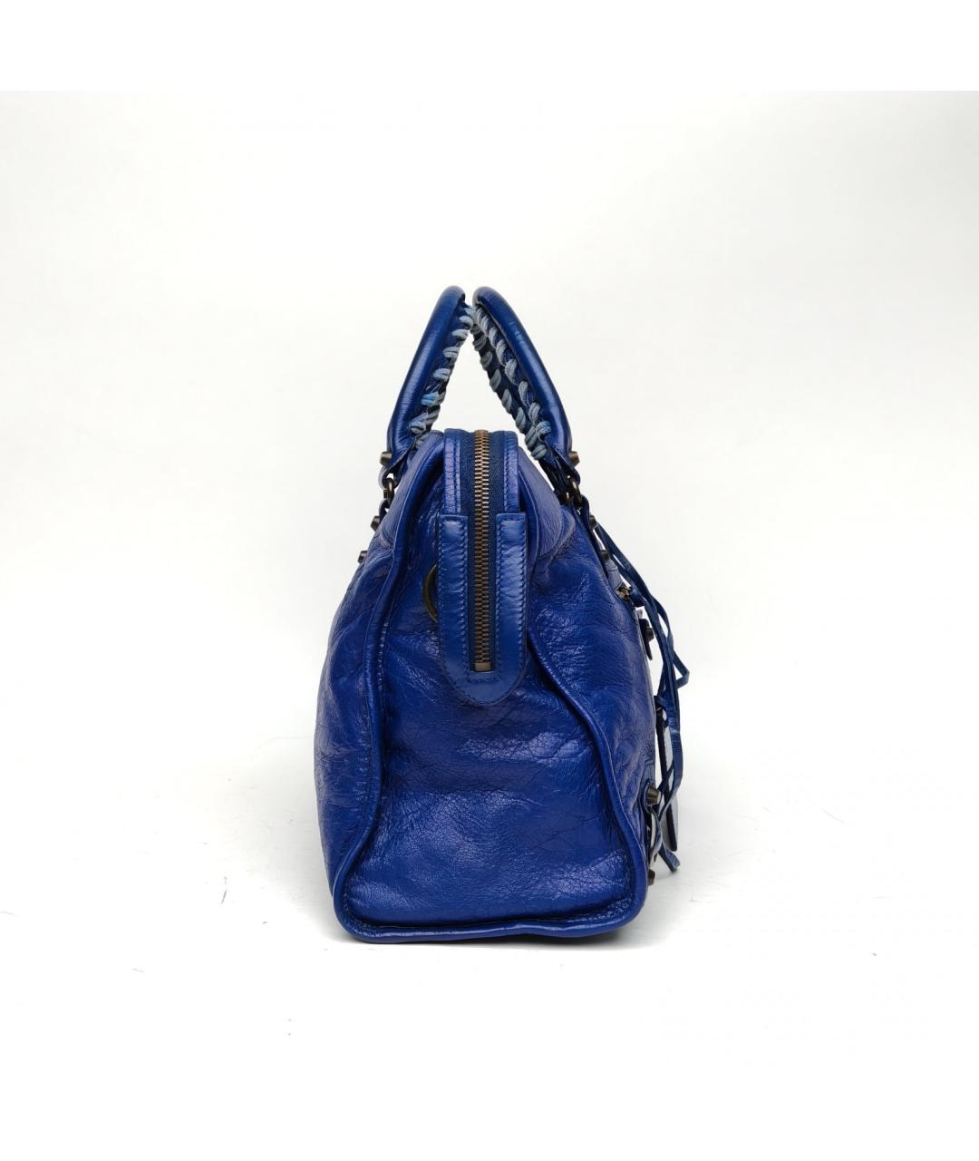 BALENCIAGA Синяя кожаная сумка с короткими ручками, фото 5