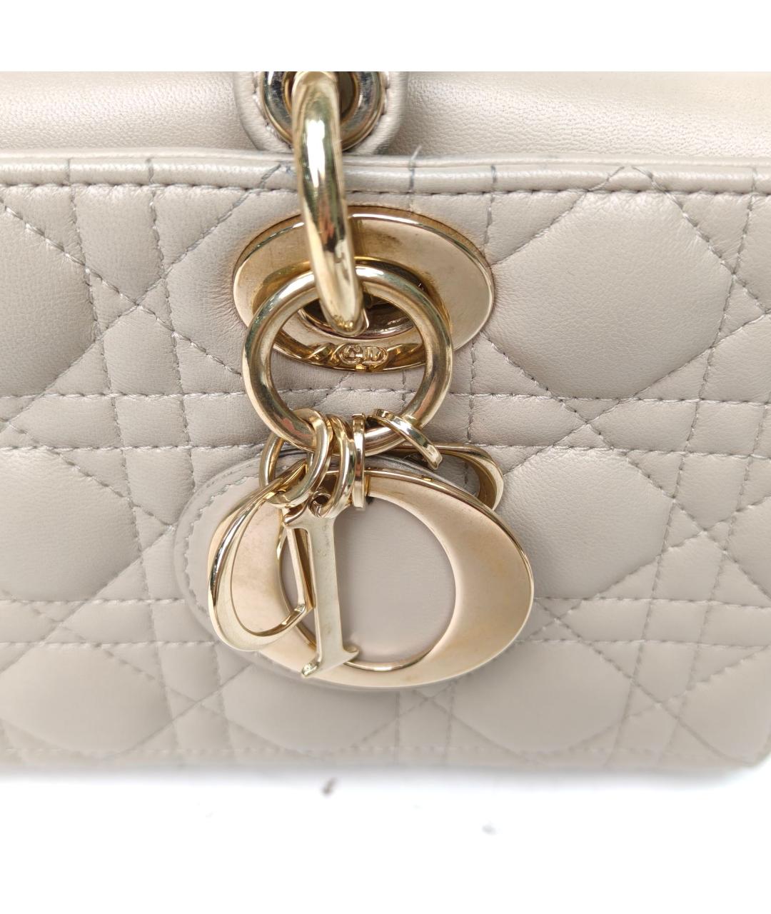 CHRISTIAN DIOR Серая кожаная сумка с короткими ручками, фото 3