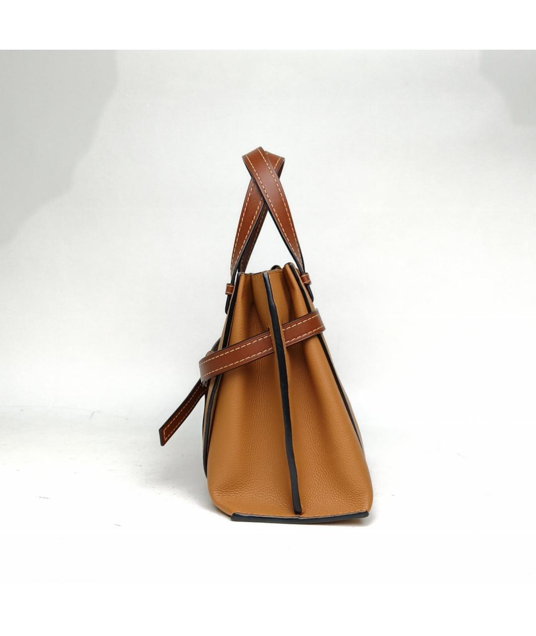 LOEWE Коричневая кожаная сумка с короткими ручками, фото 3