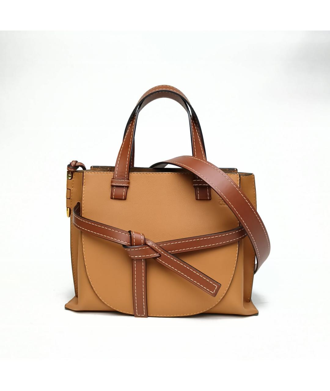 LOEWE Коричневая кожаная сумка с короткими ручками, фото 2