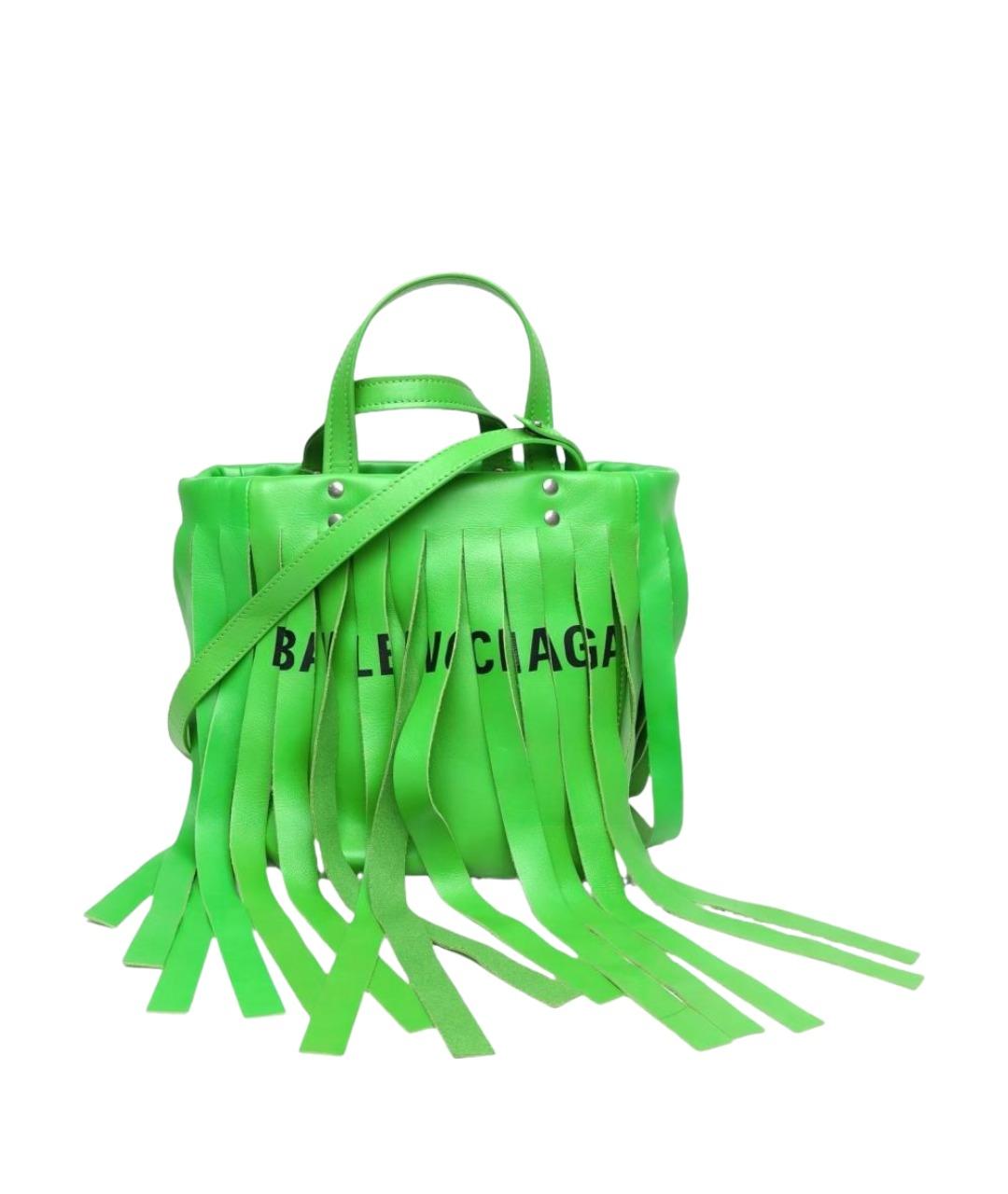 BALENCIAGA Зеленая кожаная сумка с короткими ручками, фото 1