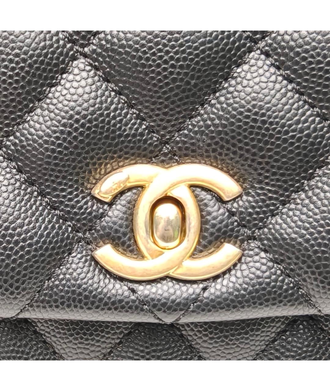 CHANEL Черная кожаная сумка с короткими ручками, фото 7