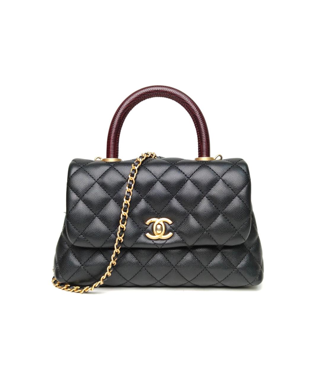 CHANEL Черная кожаная сумка с короткими ручками, фото 2