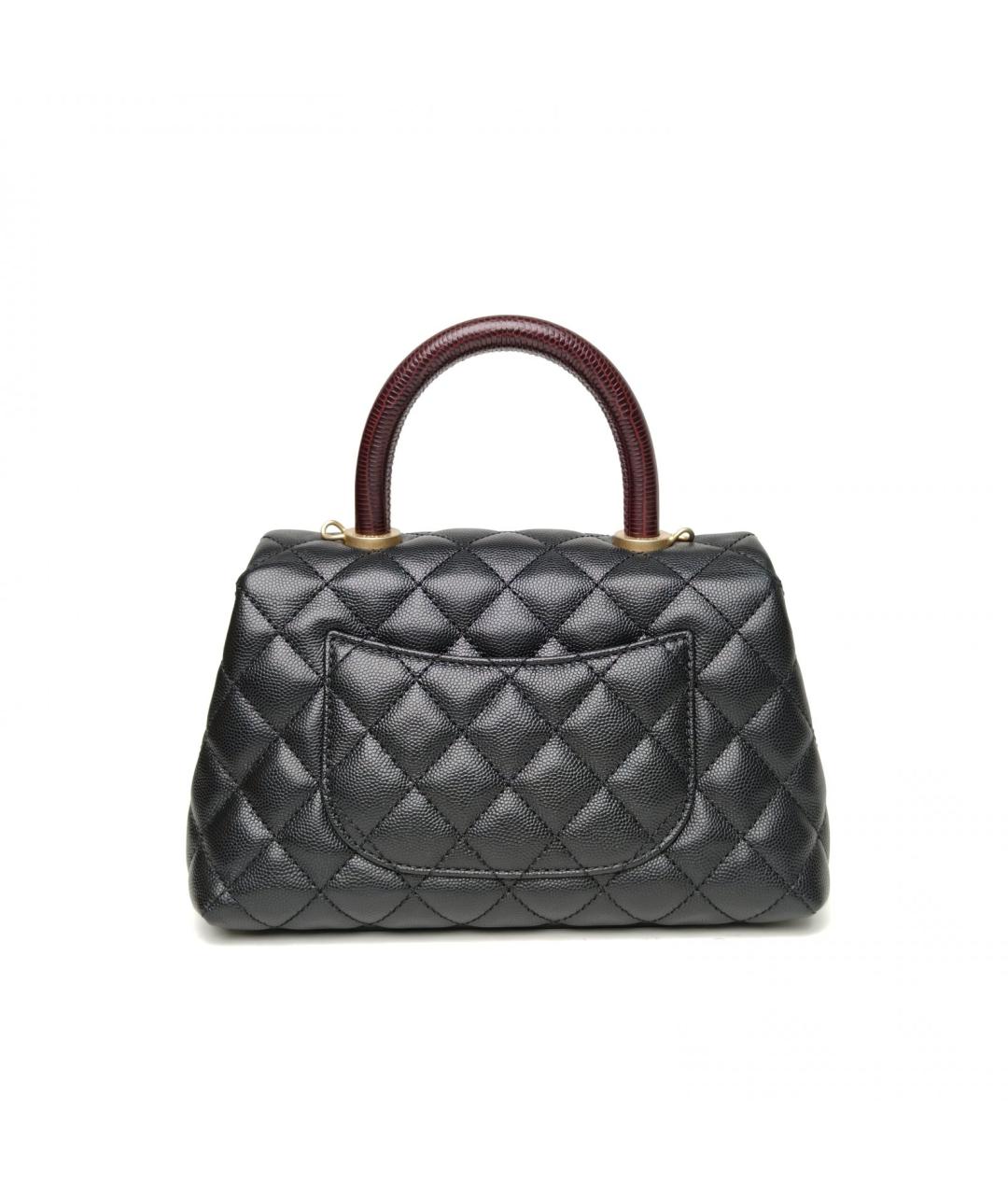 CHANEL Черная кожаная сумка с короткими ручками, фото 4