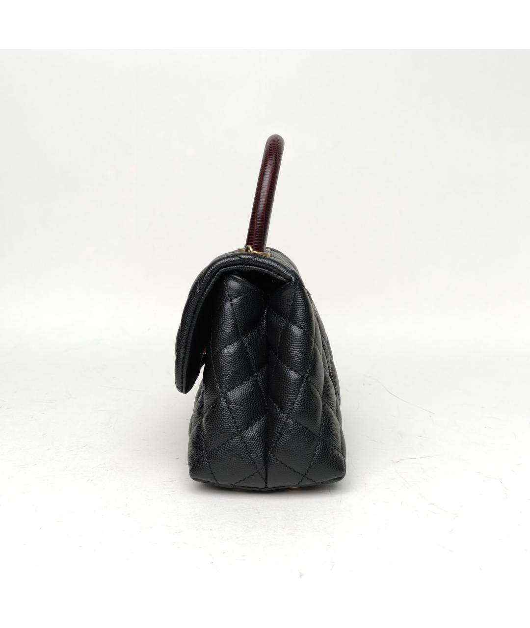 CHANEL Черная кожаная сумка с короткими ручками, фото 5