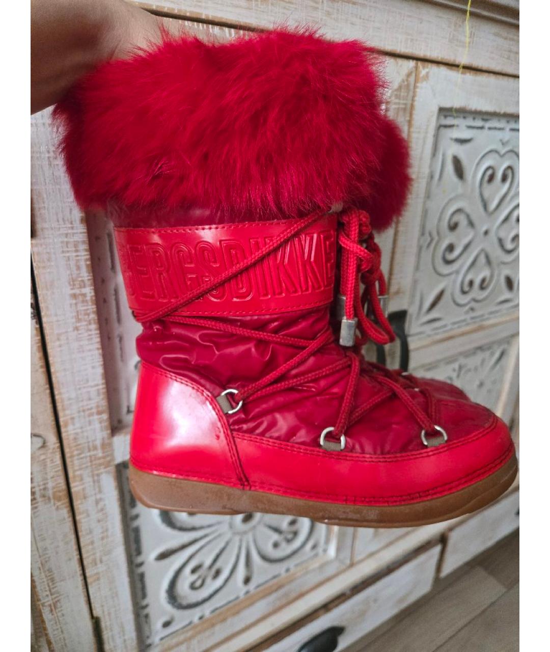 BIKKEMBERGS Красные сапоги из экзотической кожи, фото 2