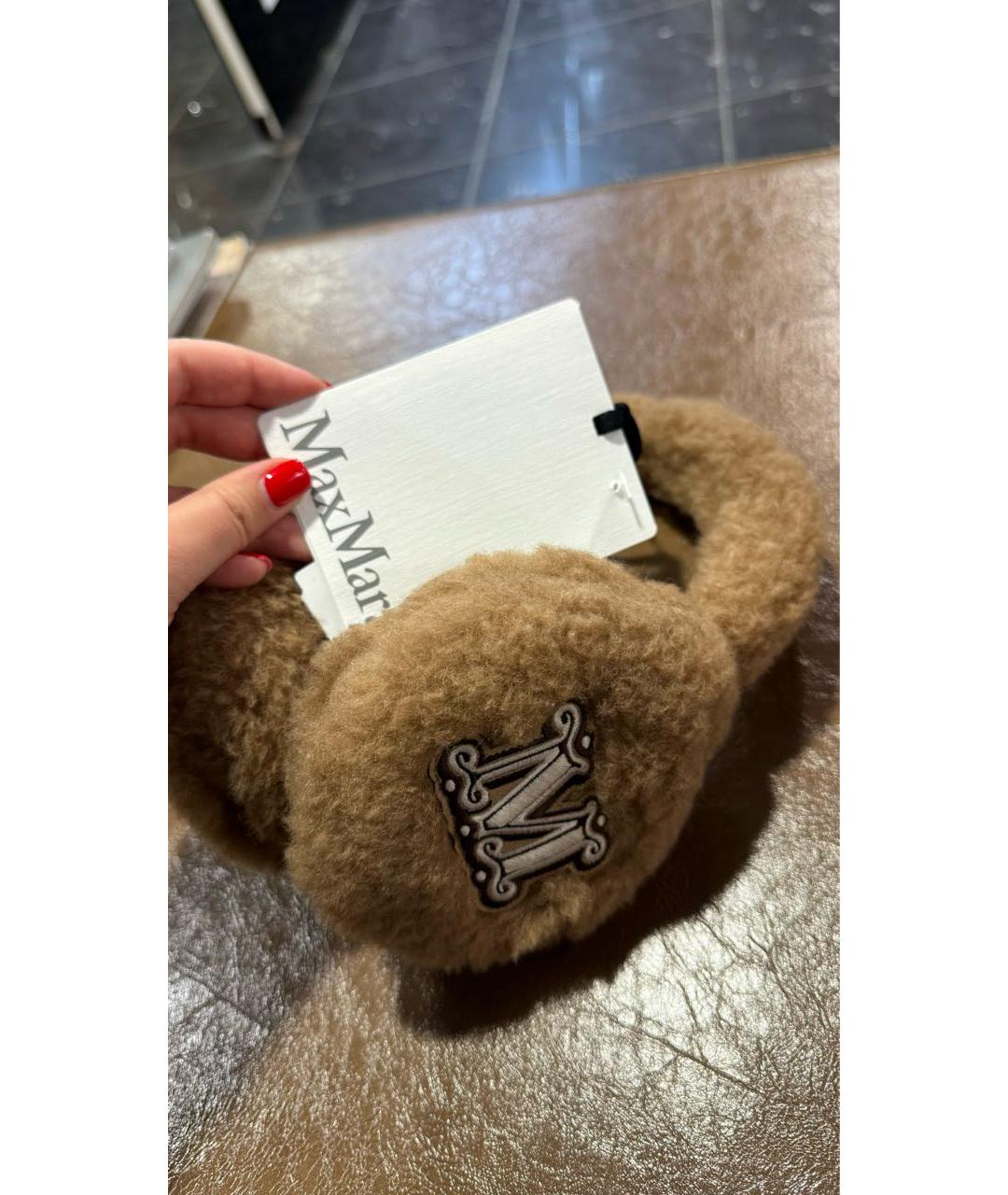 MAX MARA Коричневые шерстяные наушники, фото 4
