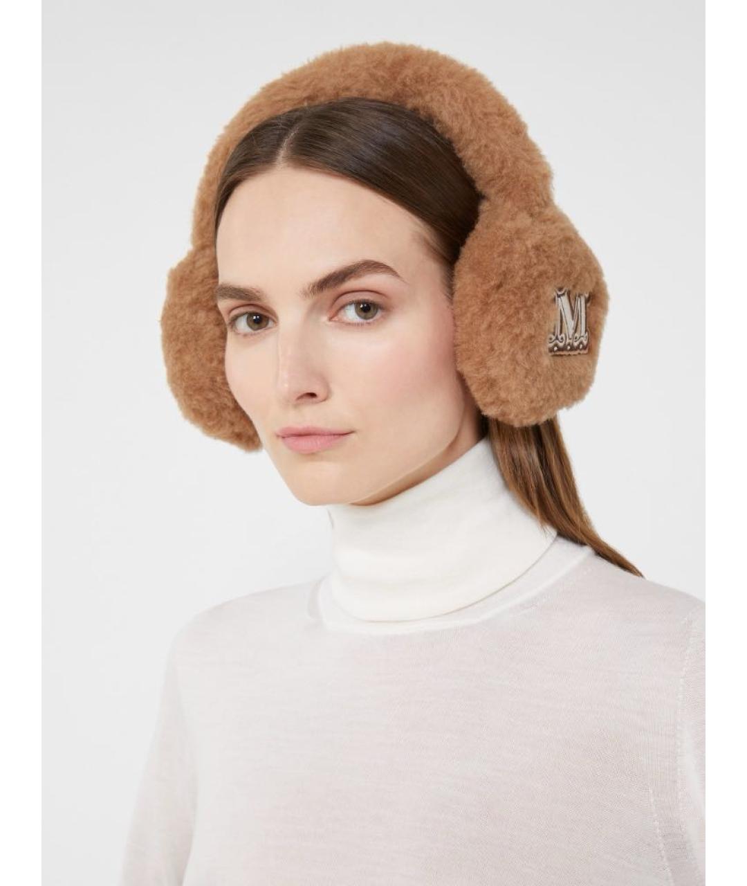 MAX MARA Коричневые шерстяные наушники, фото 5