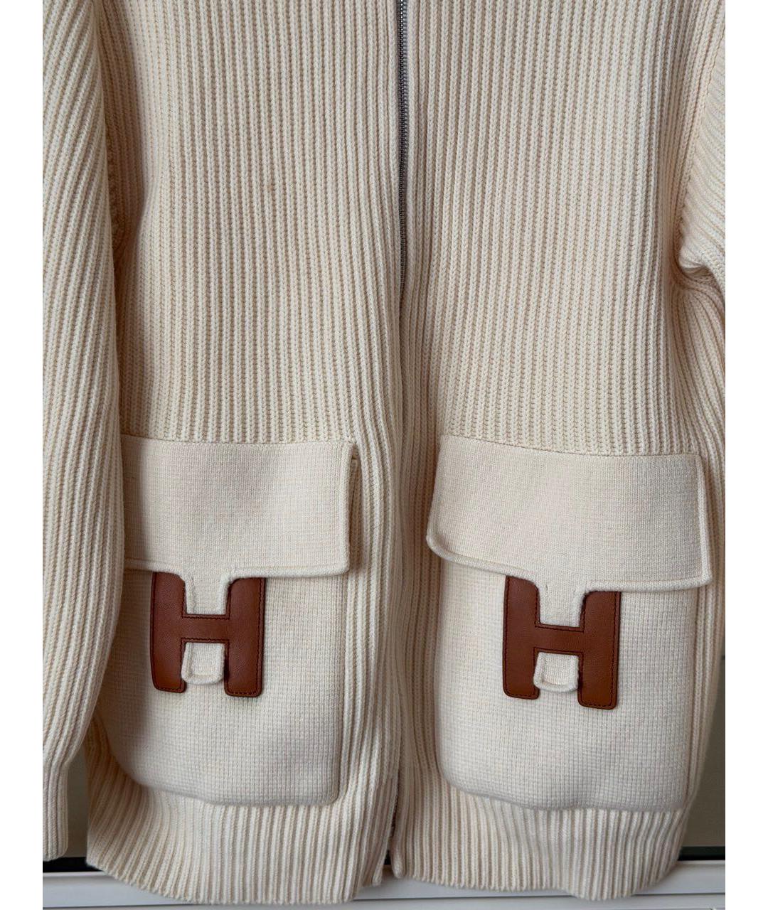 HERMES Бежевый шерстяной кардиган, фото 4