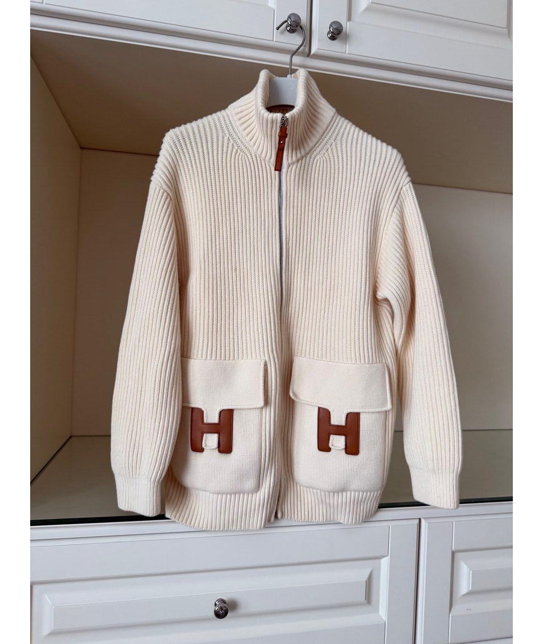 HERMES Бежевый шерстяной кардиган, фото 6
