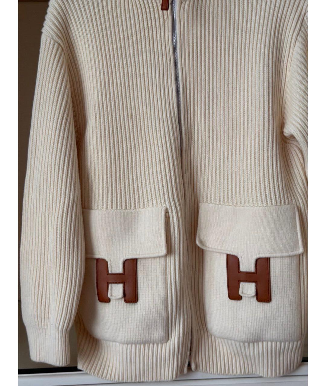 HERMES Бежевый шерстяной кардиган, фото 3