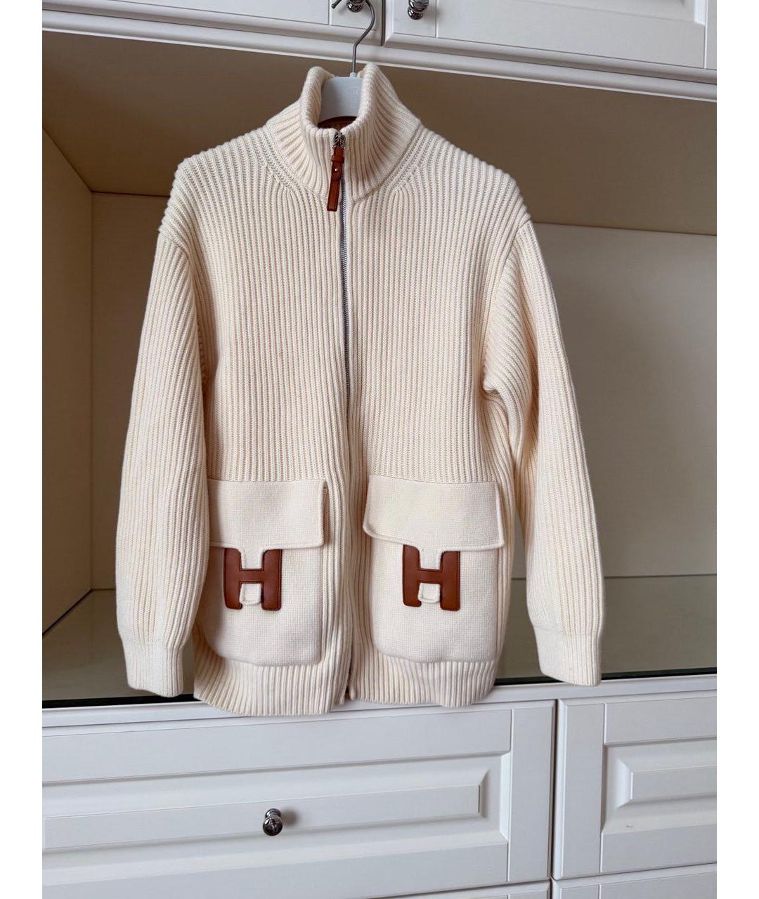 HERMES Бежевый шерстяной кардиган, фото 2