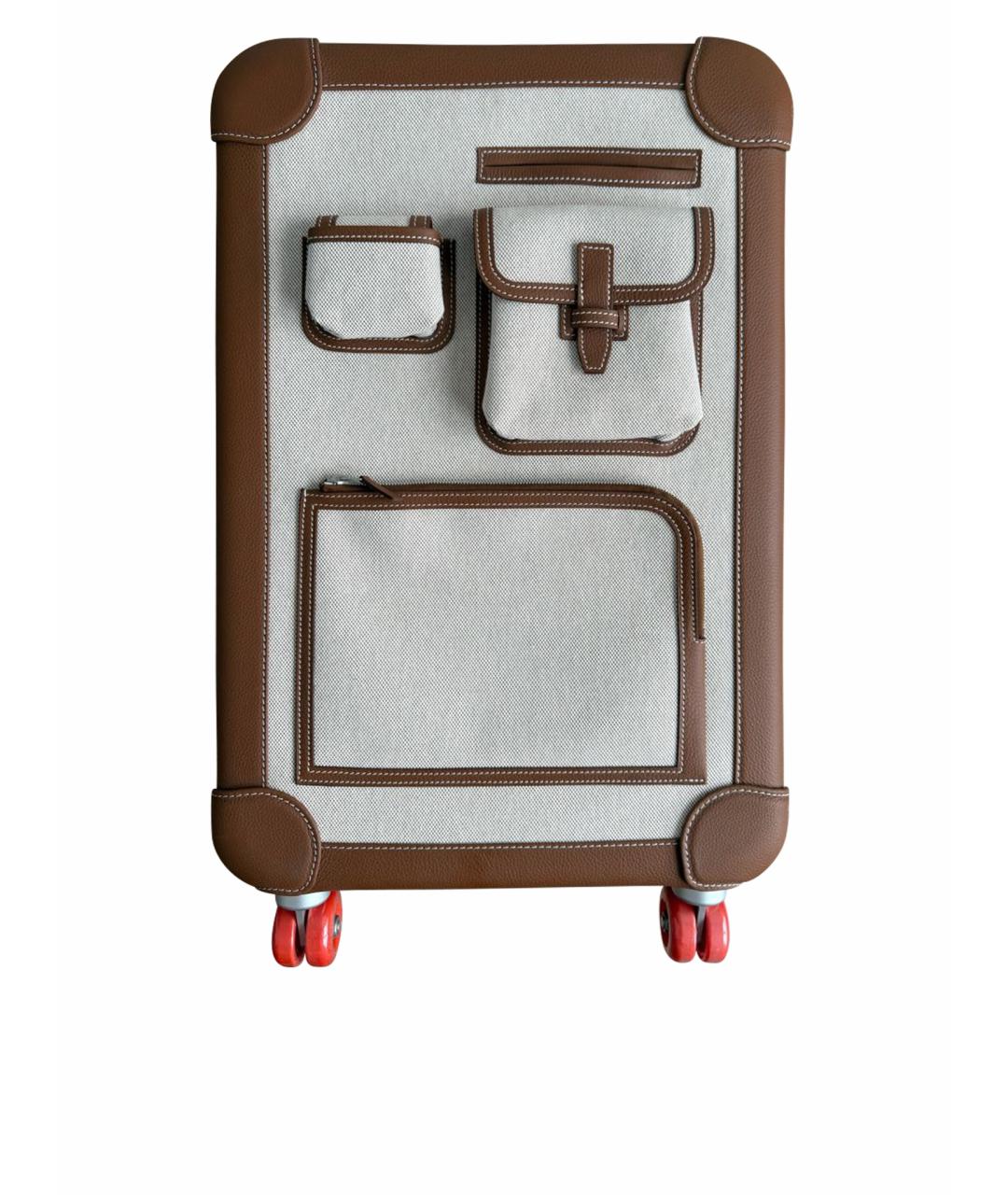 HERMES Коричневый кожаный чемодан, фото 1