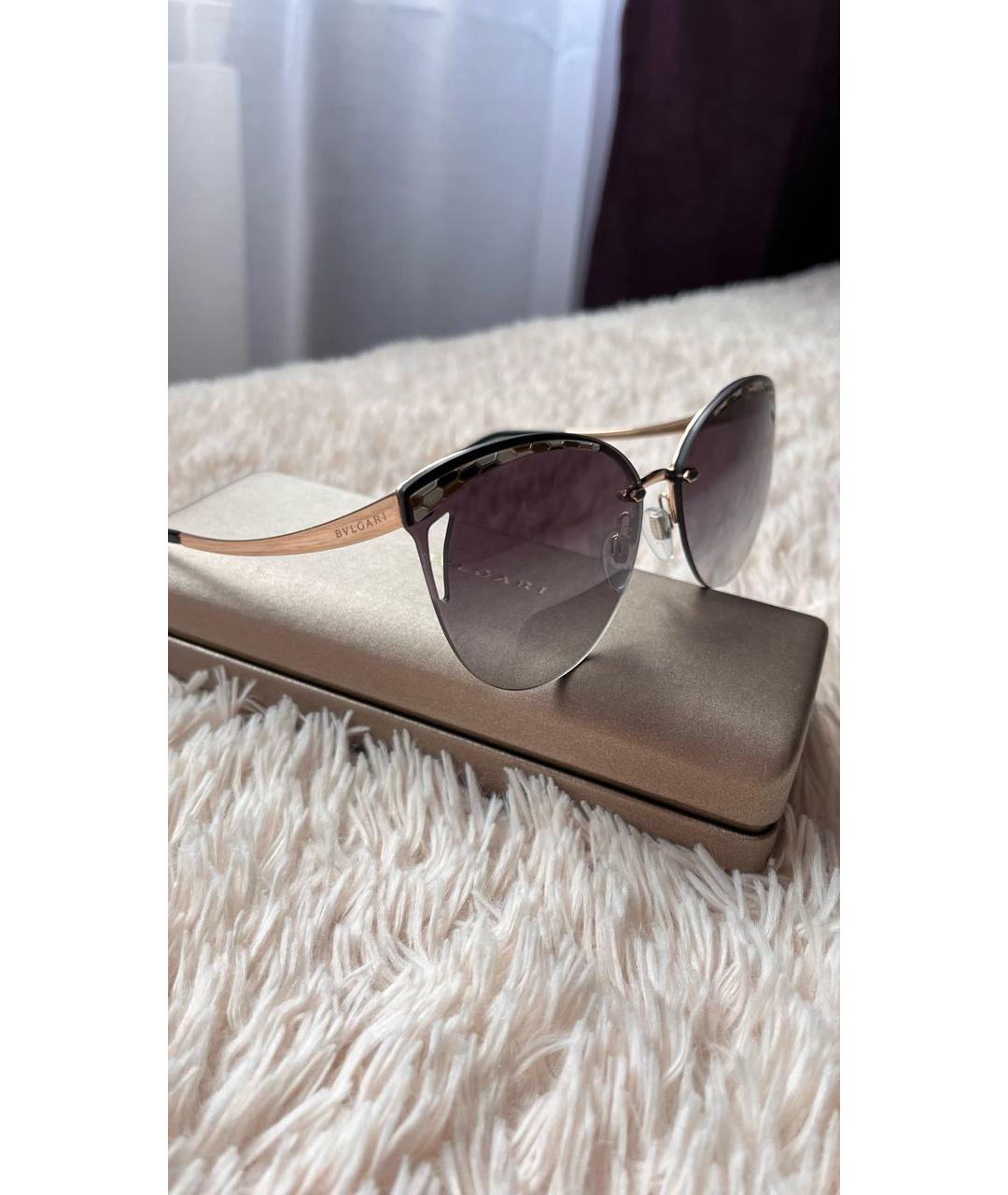 BVLGARI Коричневые металлические солнцезащитные очки, фото 2