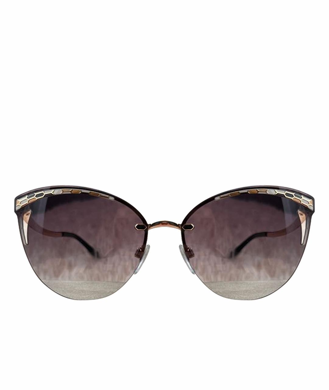 BVLGARI Коричневые металлические солнцезащитные очки, фото 1