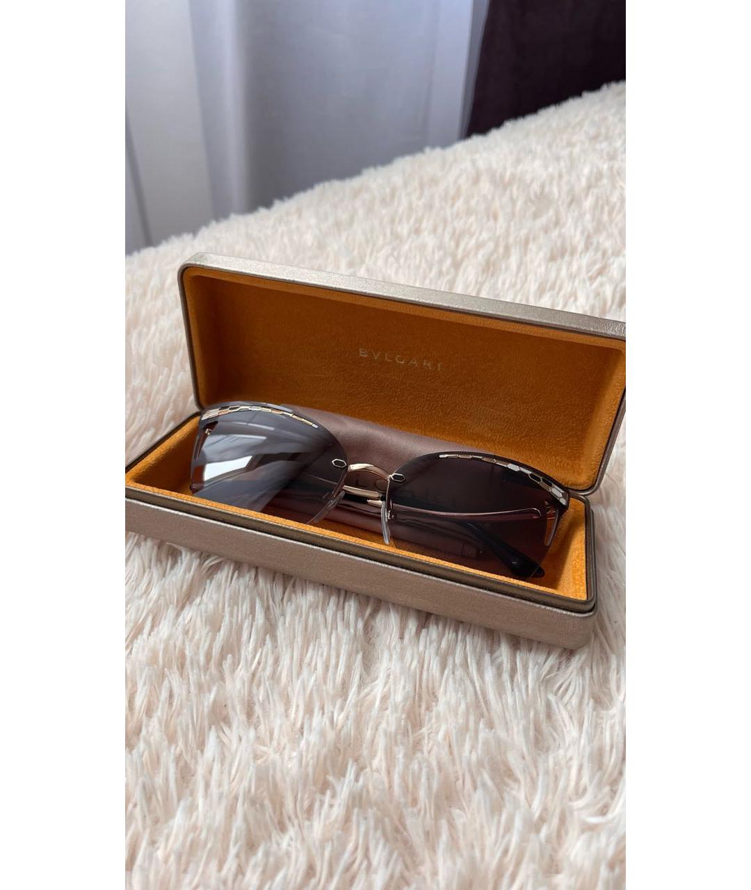 BVLGARI Коричневые металлические солнцезащитные очки, фото 5