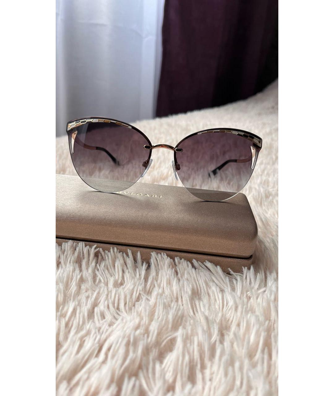 BVLGARI Коричневые металлические солнцезащитные очки, фото 7