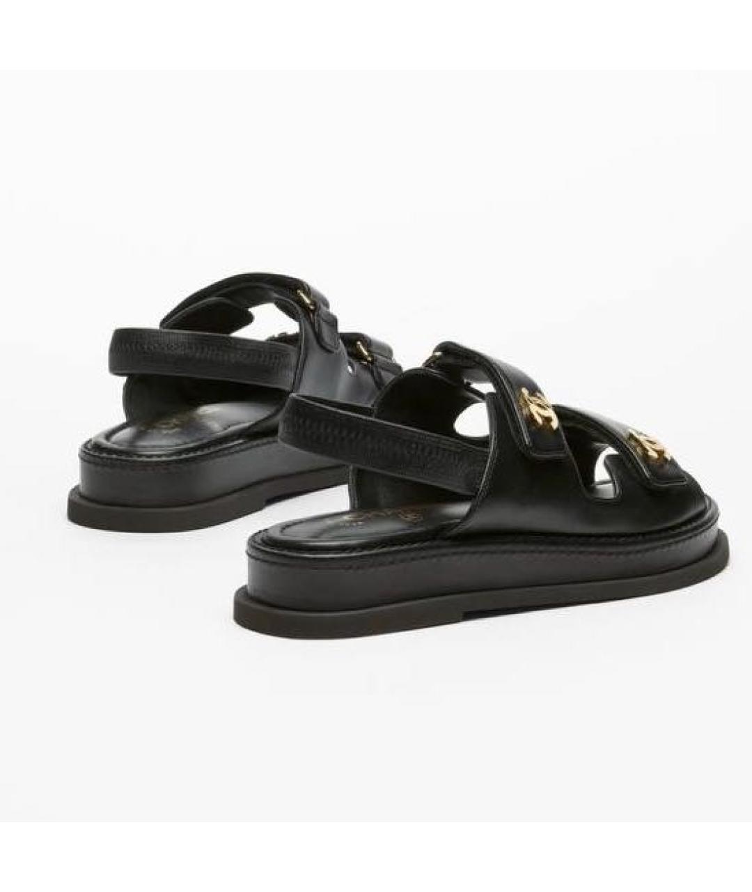 CHANEL Черные кожаные босоножки, фото 3